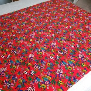Spilke's Vintage Fabric Screen Print Acrylic Psychedelic Red Floral
